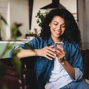A woman on her phone