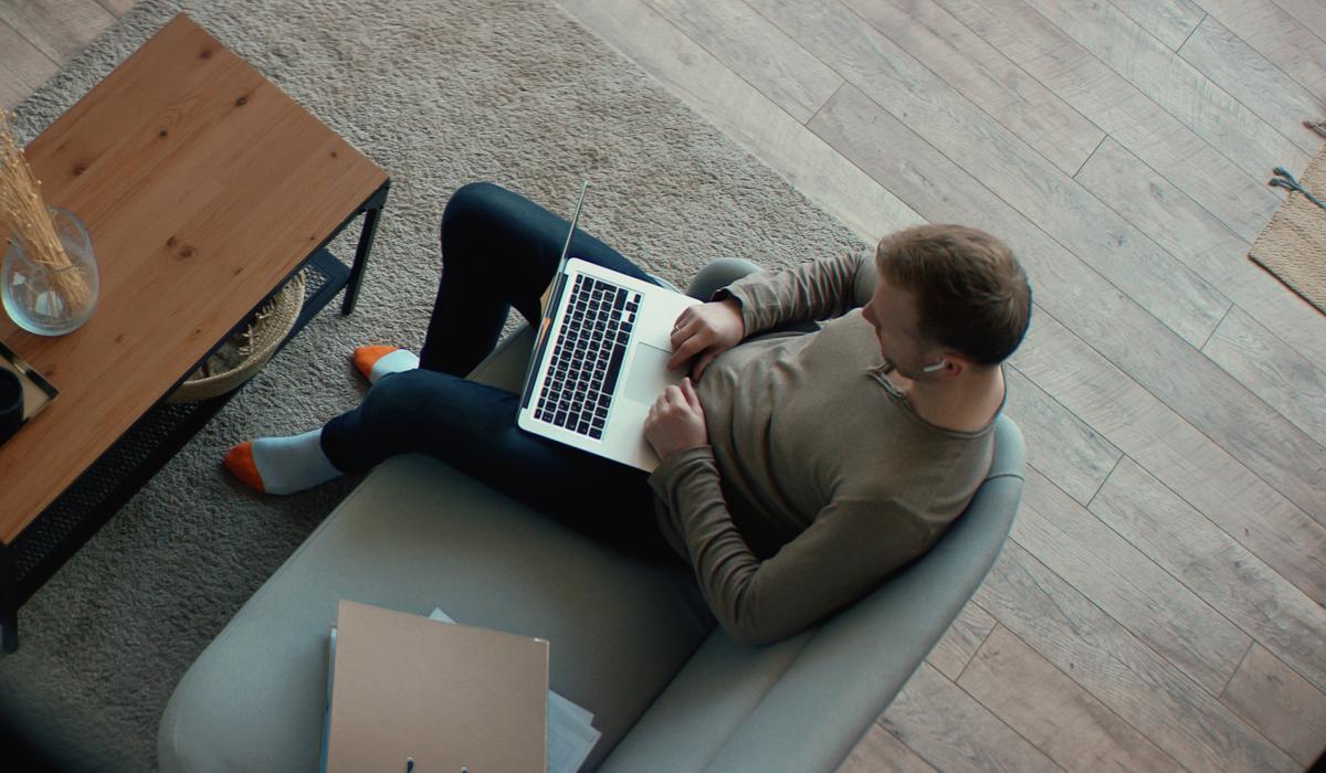 employee working on his laptop