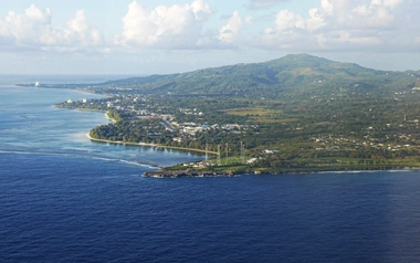Aerial view of Saipan western coast