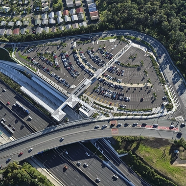 Aerial view of a highway interchange