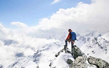 Hiker at the Sun Mountain Peak