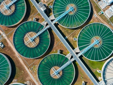 aerial view of a water treatment plant