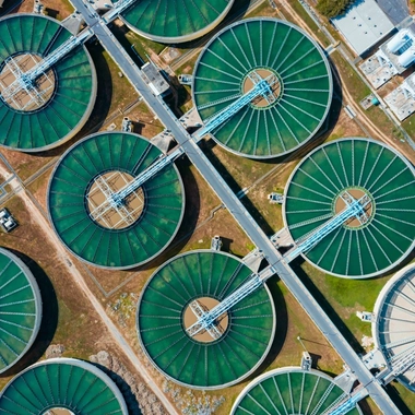 aerial view of a water treatment plant