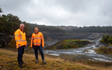 Two engineers in the open project field
