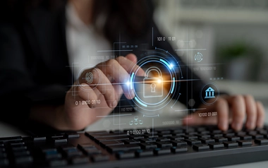 hands over keyboard touching a digital key