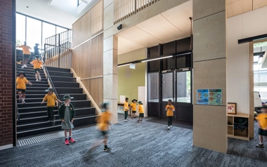 School kids in a vertical school