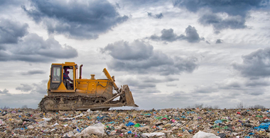 Bulldozer in a landfill