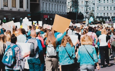 Young people on a strike