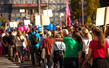 group of people on a strike