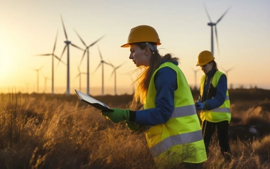 Field personnel at a wind farm