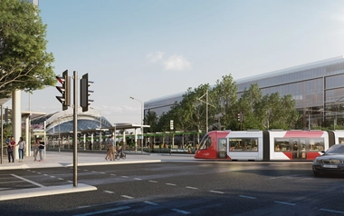 Artist impression of Stage 2 Parramatta Light Rail - Australia Avenue, Sydney Olympic Park