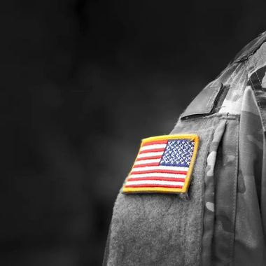 Military uniform with the American flag