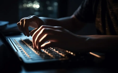 person typing on a keyboard