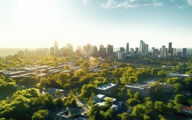 Aerial view of a green city