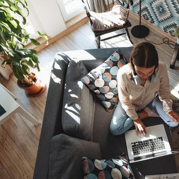 freelance woman working from home 