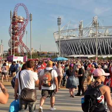 People outside the olympic stadium