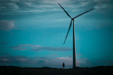 Wind Turbine against a dark sky