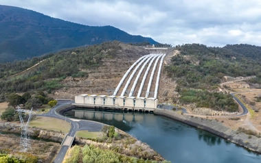 Aerial view of a pumped storage hydropower facility