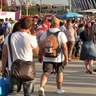 Crowd of people outside the Olympic stadium