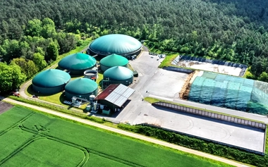 Aerial view of a biogas plant