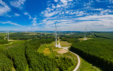 Drone panorama of turbines