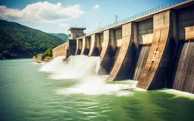 hydroelectric dam releasing water