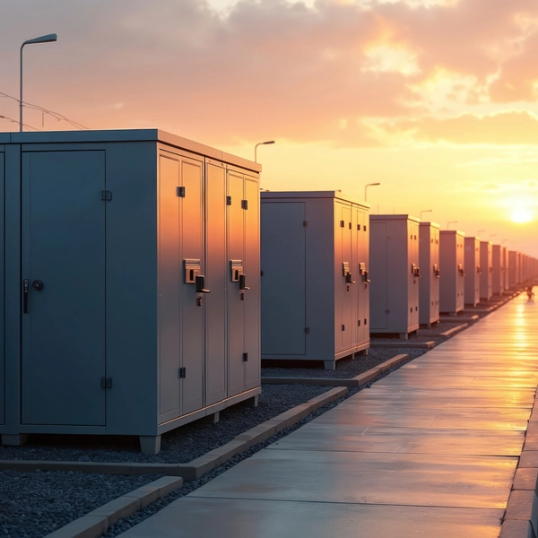 Energy storage system at sunset