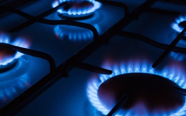 blue flame from a gas stove