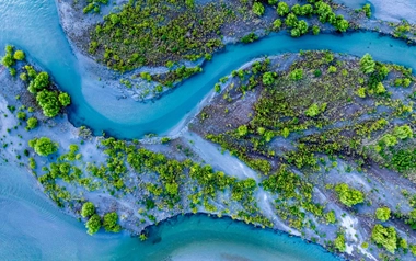 Aerial View of Braided Glacial River