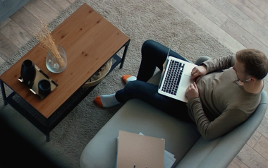 employee working on his laptop