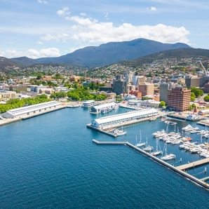 Aerial view of Constitution Dock in Hobart, Tasmania