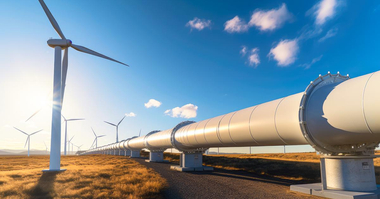 hydrogen pipeline with wind turbines