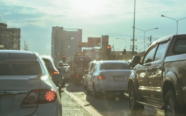 Traffic jam  in summer