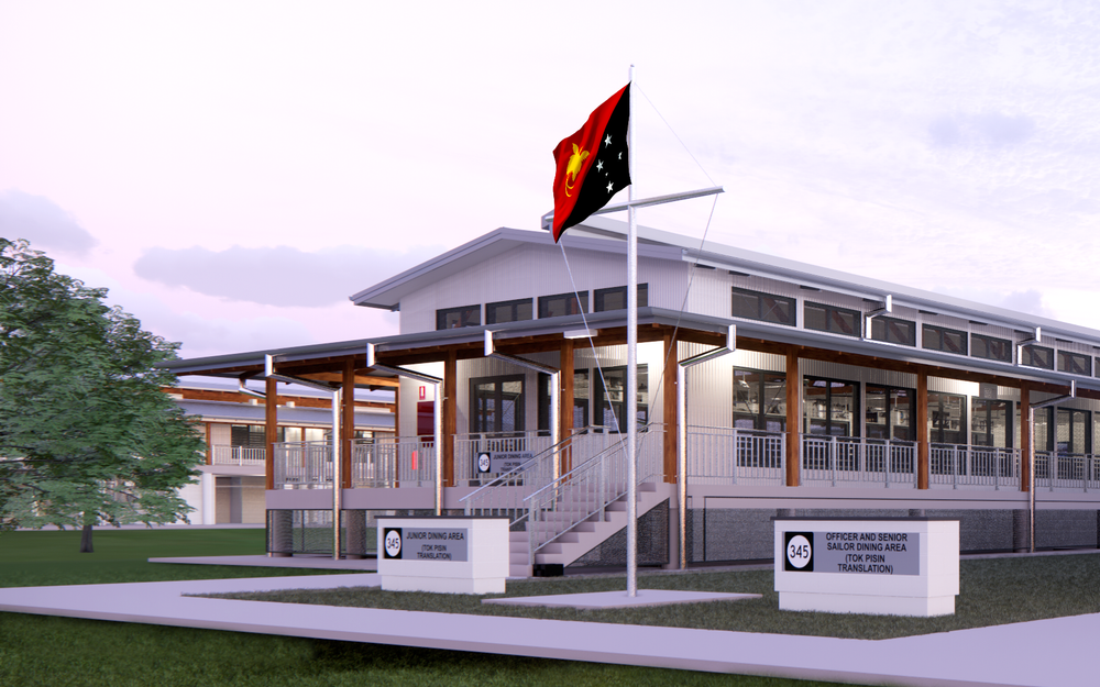 Defence headquarters with Papua New Guinea flag