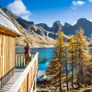 man in a cabin at the Alps