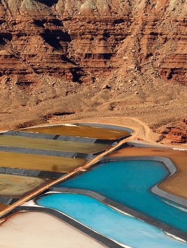 Tailing Ponds in Craggy Landscape