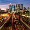 Melbourne train station at night