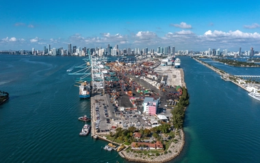 Aerial of Port of Miami 
