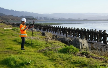 GHD engineer doing an on-site survey in the city of Sebastopol
