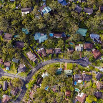 aerial view of an urban community