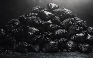 A pile of garbage bags