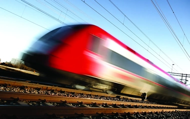 modern high-speed train in motion