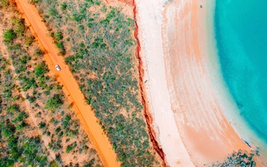 Aerial view of Australia’s Stuart Highway 