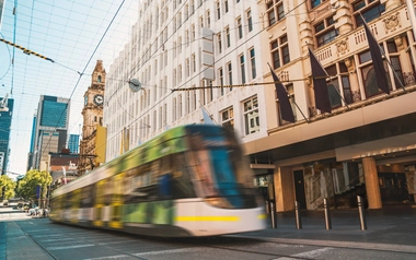 Tram in Bourke St Mall, Melbourne