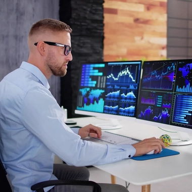 economic analyst monitoring visual data