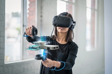 Woman wearing a VR headset