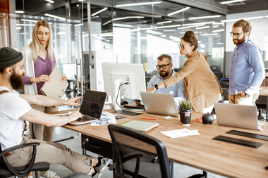 people collaborating in workspace