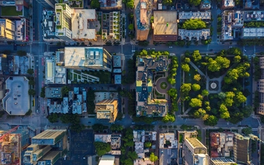 Aerial view of urban city blocks