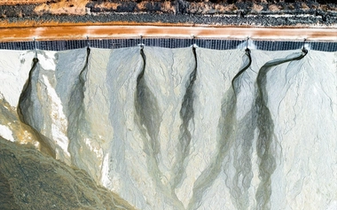 aerial view of a mining tailings dam