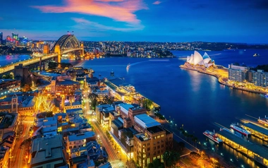 Aerial view of Sydney City and Opera House 